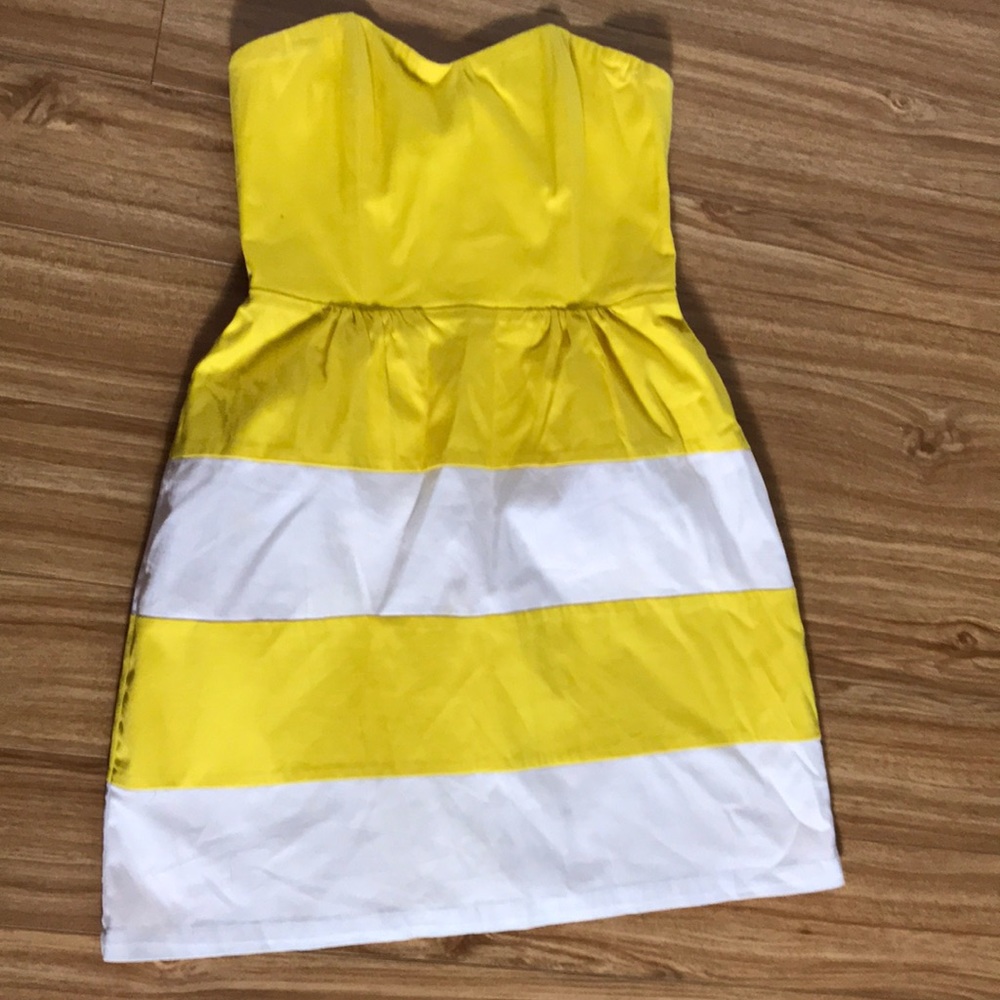 Nordstrom Yellow and White striped dress sz s